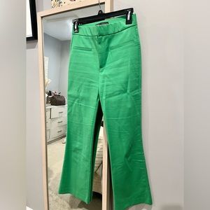 Zara Green Fitted Flare Trouser Pant